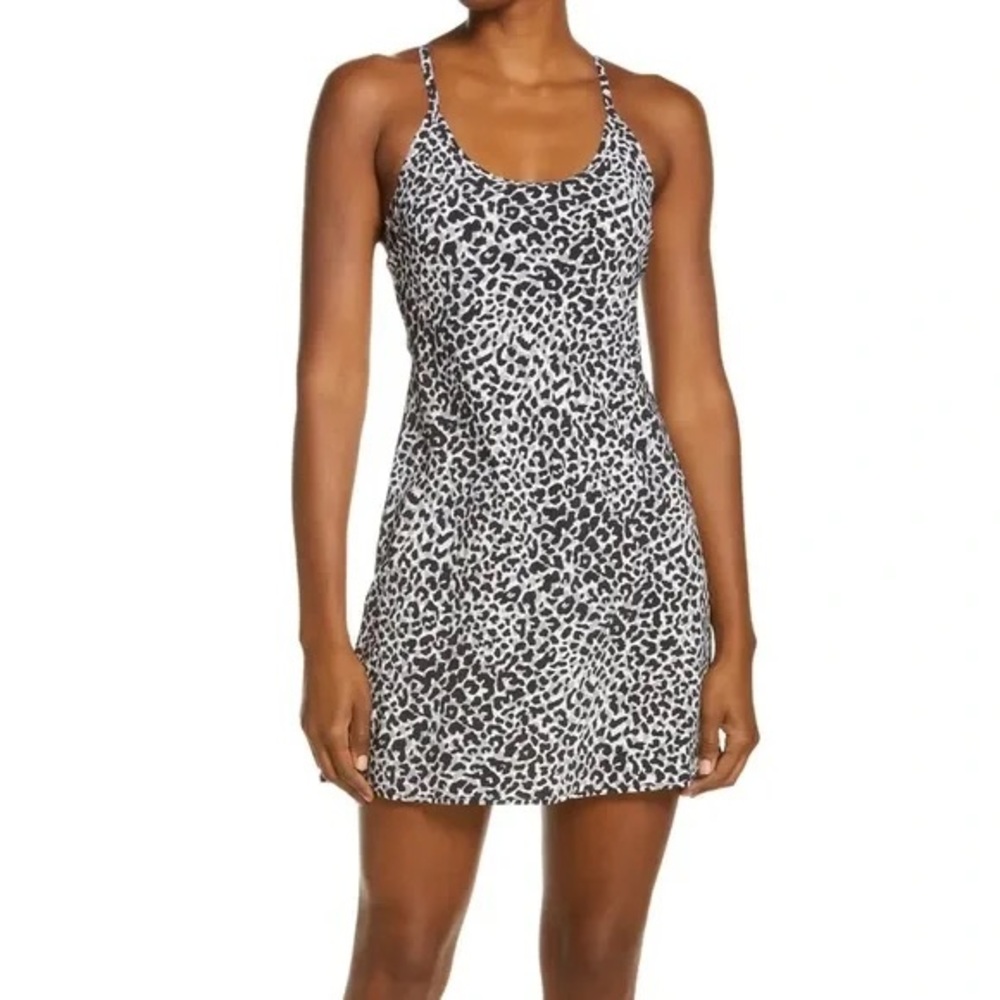 Outdoor Voices Black & White Leopard Tank Dress